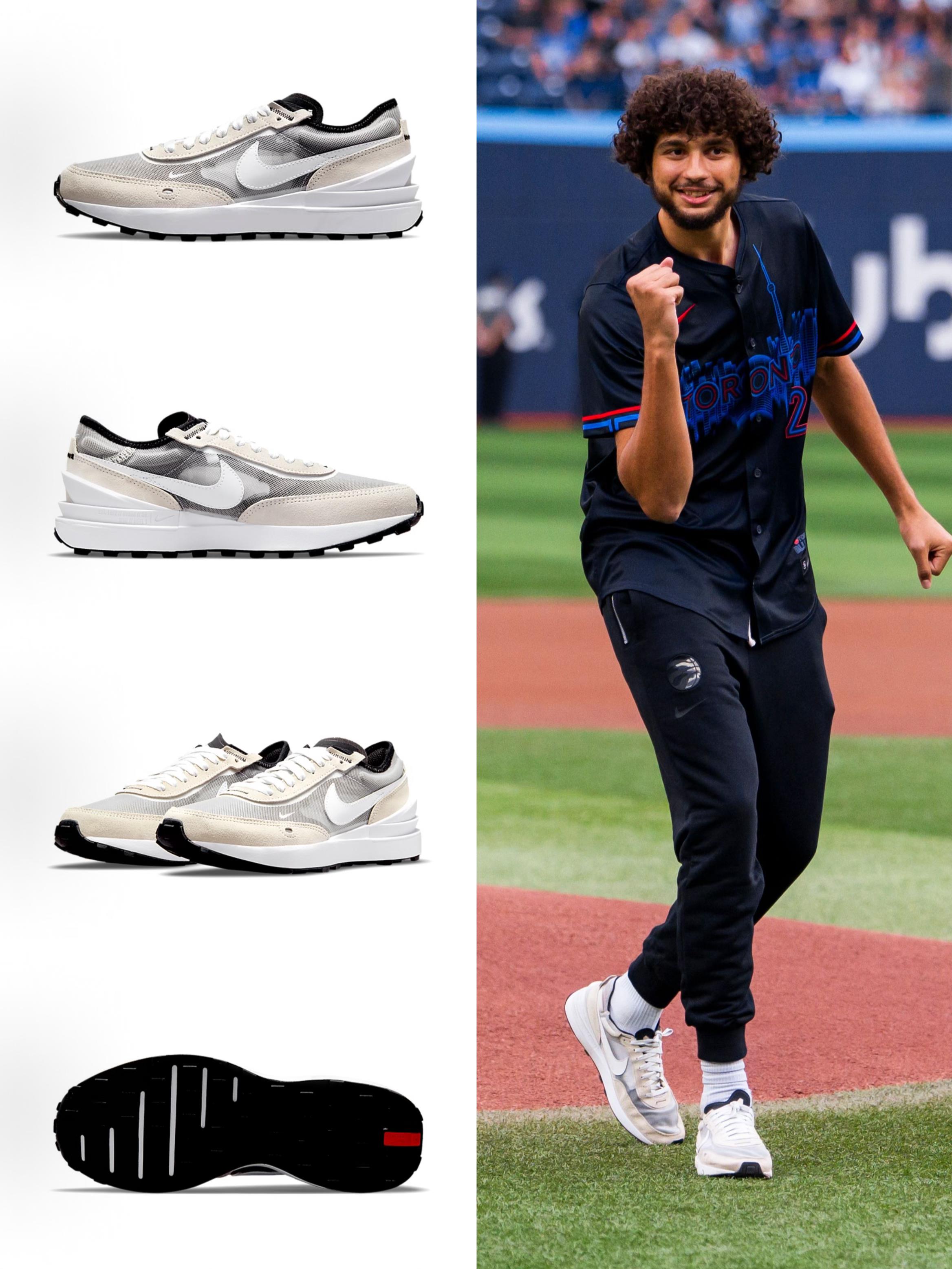 猛龙新秀格雷夫斯观赛棒球赛,休闲上脚Nike Waffle One